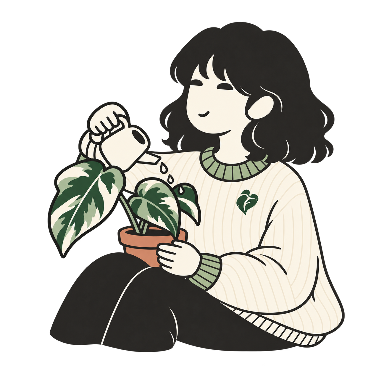 Frondea plant keeper watering a potted plant